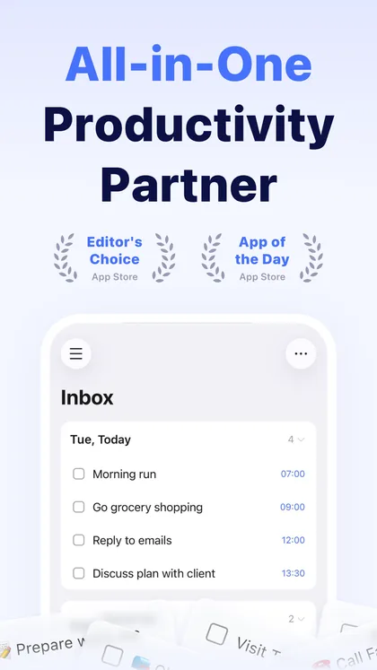 TickTick inbox with today's tasks
