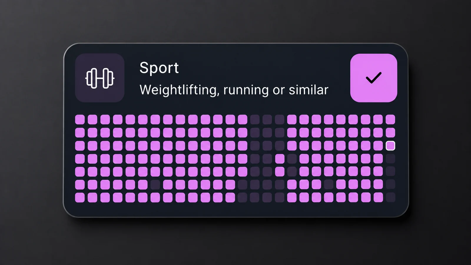 My Sport habit grid from marathon preparation, combining running and strength sessions