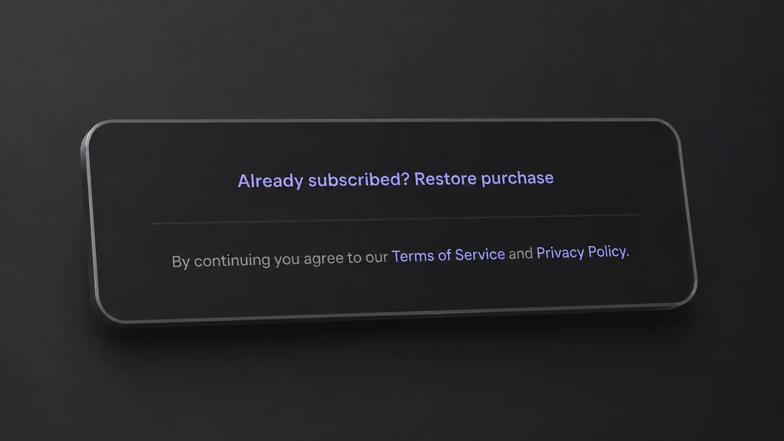 Focused excerpt of the HabitKit Pro screen showing the Restore purchase link above its policy footer