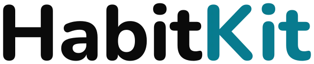Nunito ExtraBold (800) wordmark, outlined as vector paths for light backgrounds. Habit: #0a0a0b. Kit: #087b8e. Transparent background.